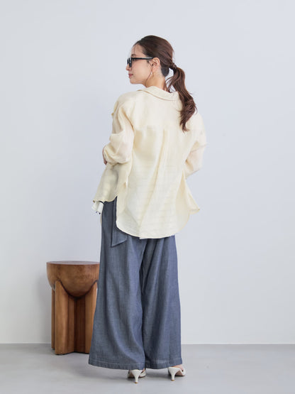 シアーデニムワイドパンツ-short & regular　[通常]