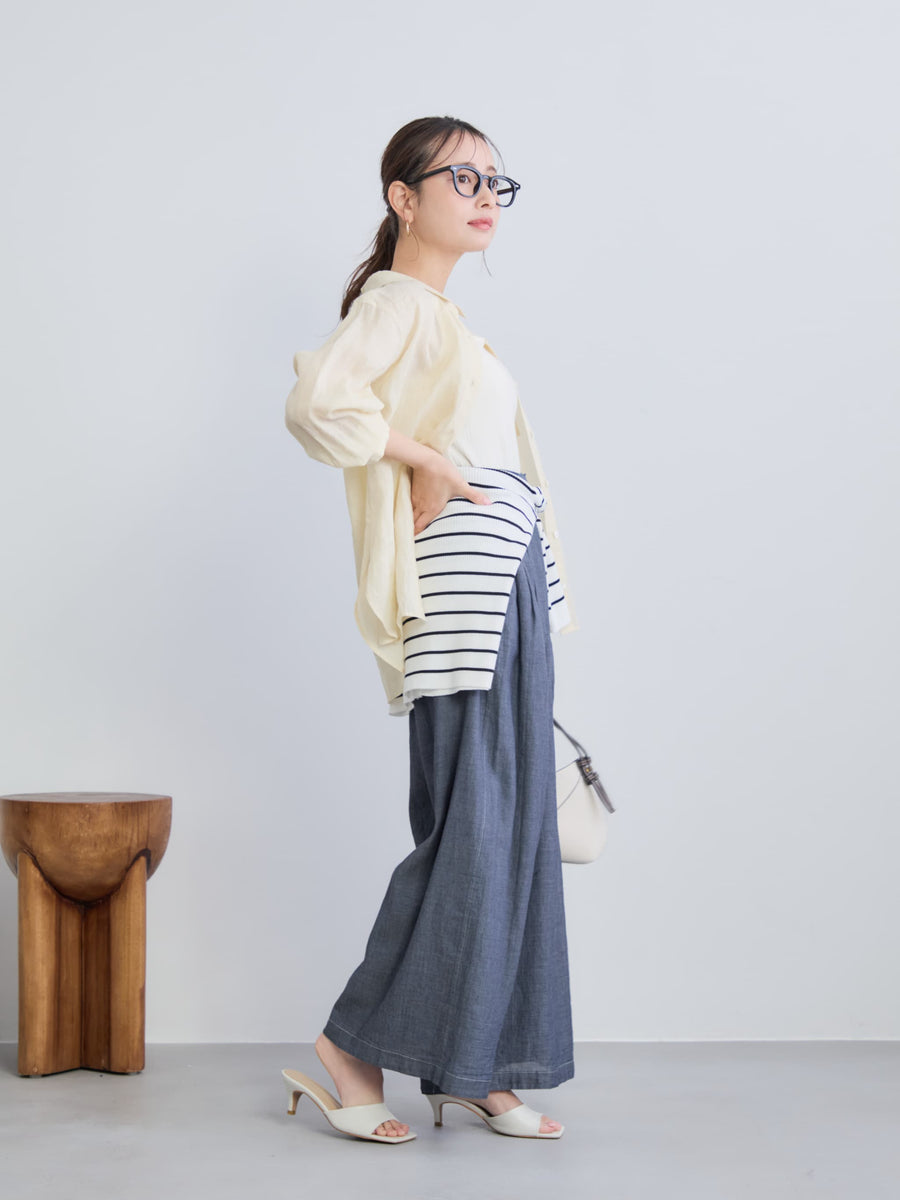 シアーデニムワイドパンツ-short & regular　[通常]