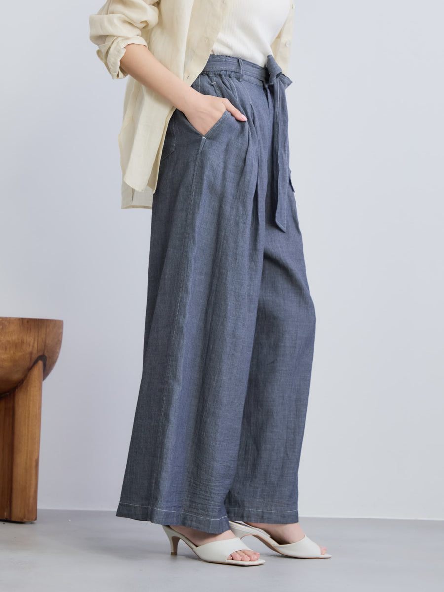 シアーデニムワイドパンツ-short & regular　[通常]