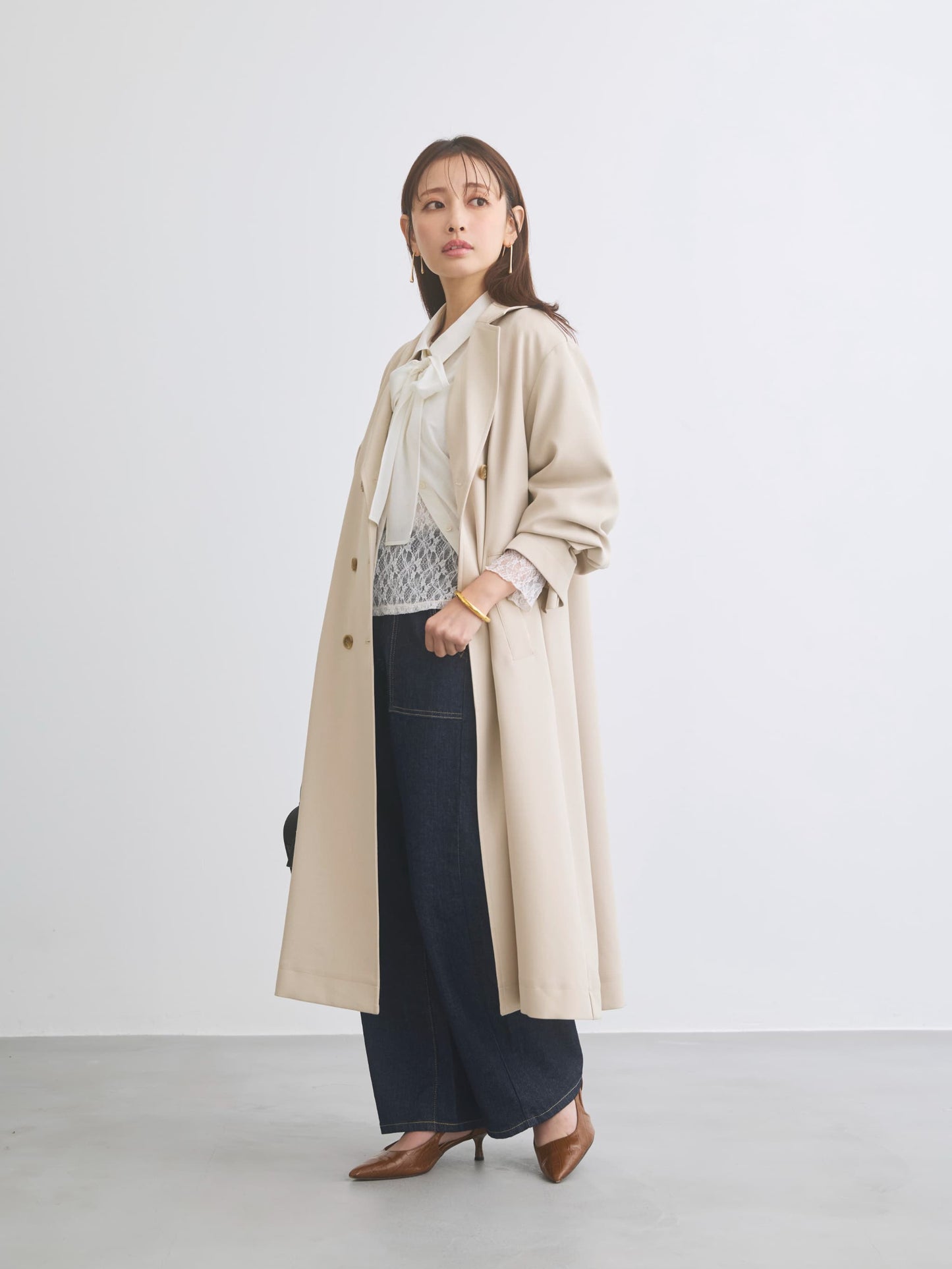 ストレッチレースボートネックトップス　[通常]