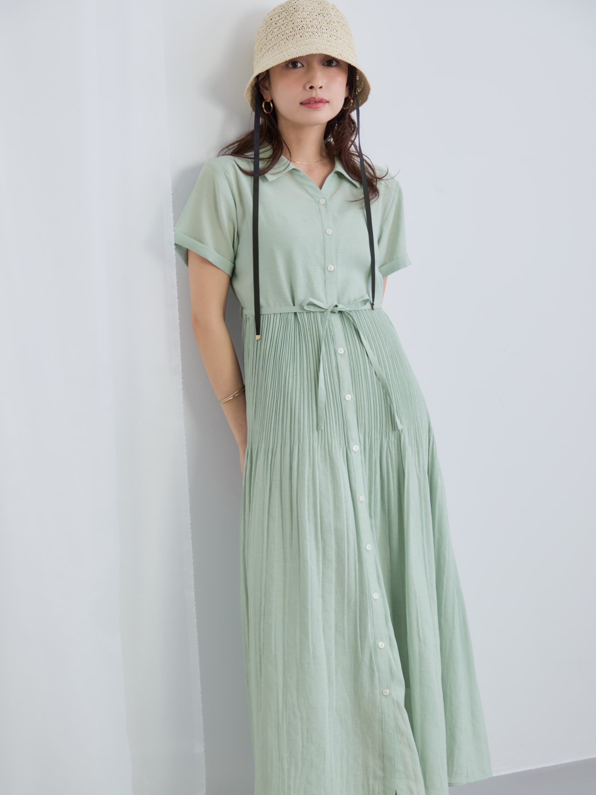 プリーツシアーワンピース-short & regular | 小柄・低身長女性向け プリーツシアーワンピース-short & regular | 小柄・低身長女性向け