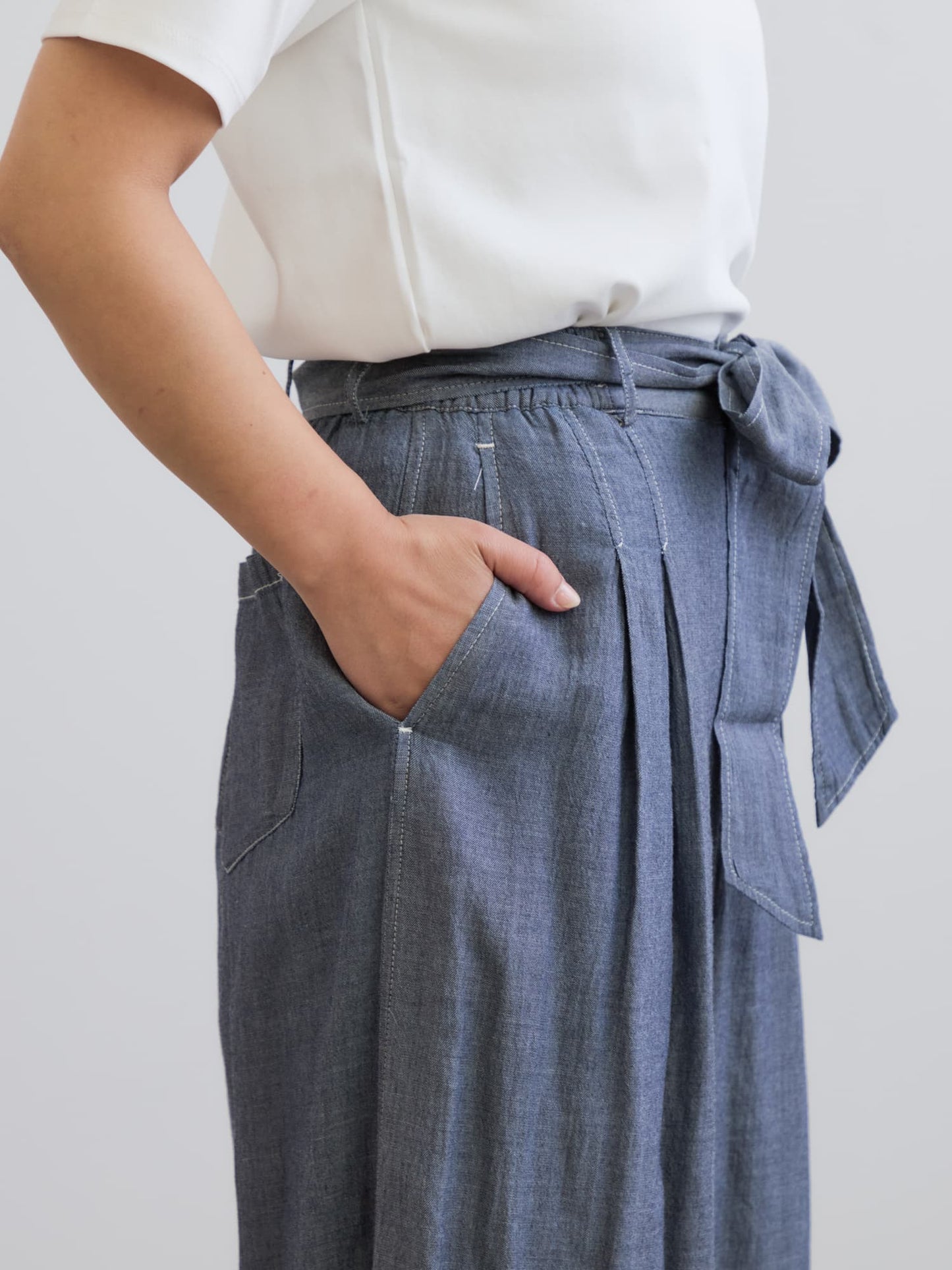 シアーデニムワイドパンツ-short & regular　[通常]