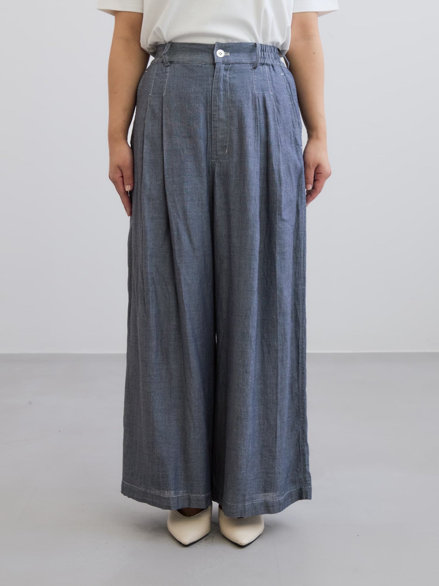 シアーデニムワイドパンツ-short & regular　[通常]