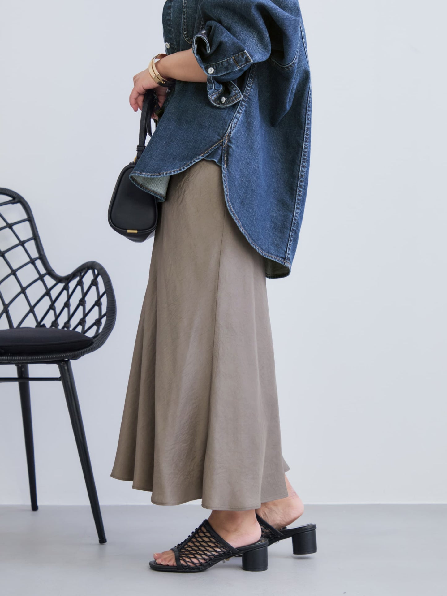 アセテートバックサテンナロースカート-short & regular　[通常]