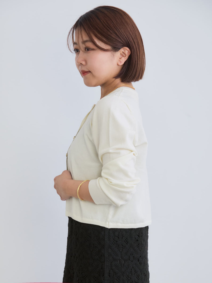 グロッシーゴールドボタンカーディガン　[通常]