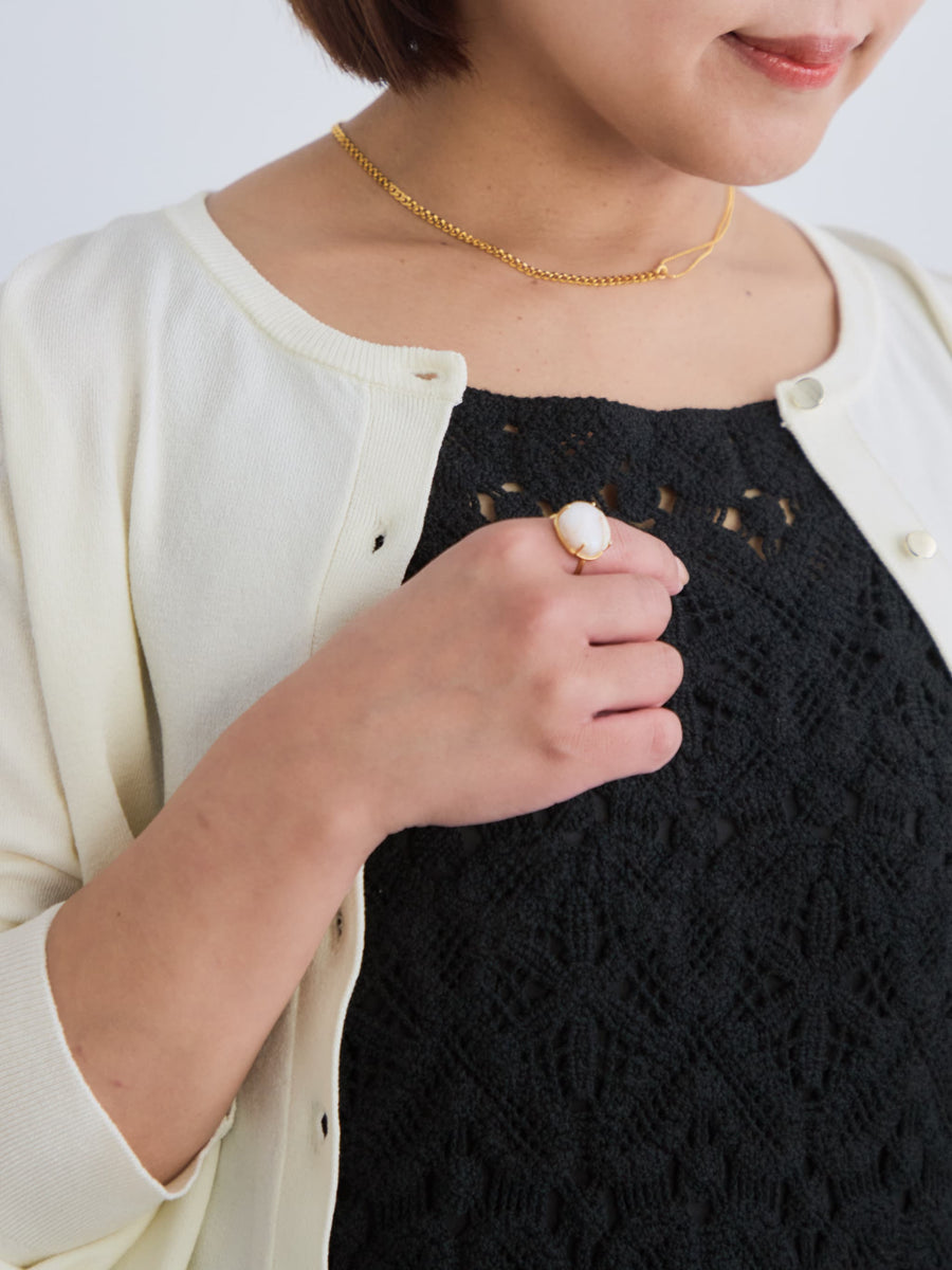 グロッシーゴールドボタンカーディガン　[通常]