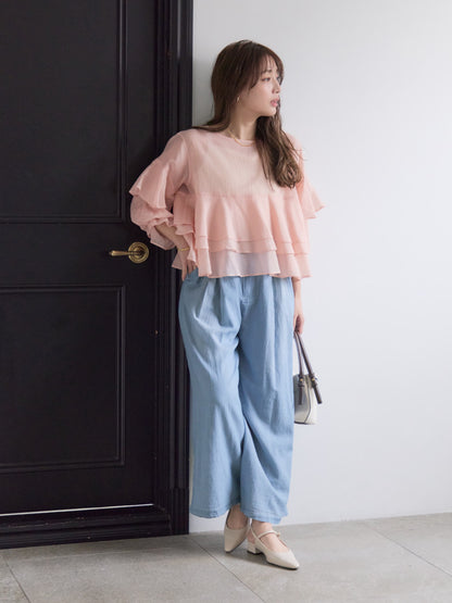 シアーデニムワイドパンツ-short & regular　[通常]