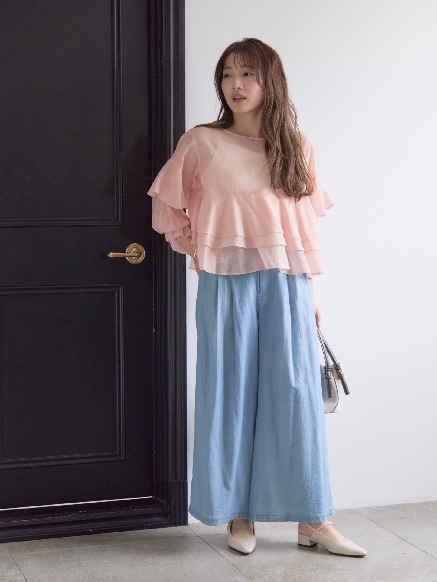 シアーデニムワイドパンツ-short & regular　[通常]