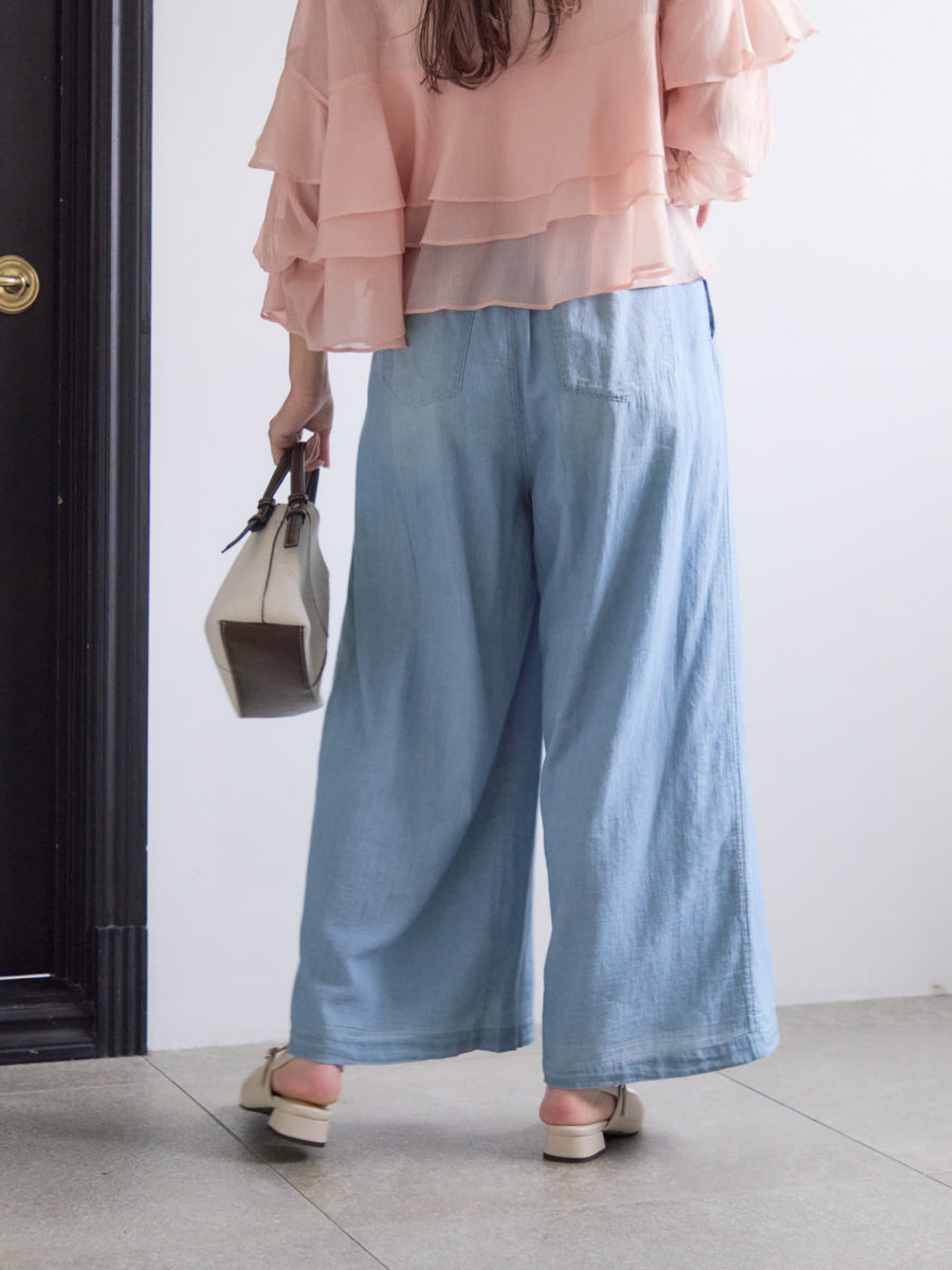 シアーデニムワイドパンツ-short & regular　[通常]
