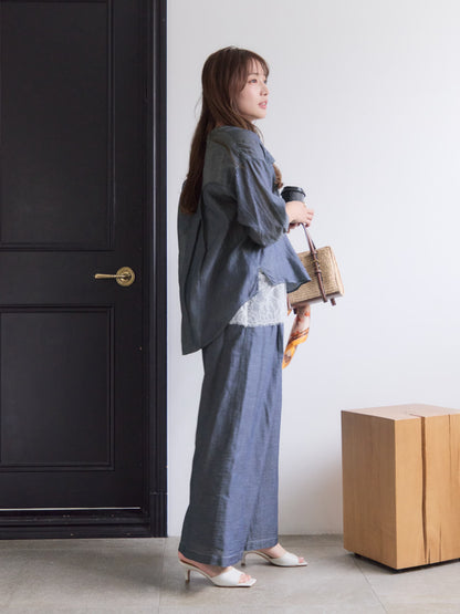 シアーデニムワイドパンツ-short & regular　[通常]