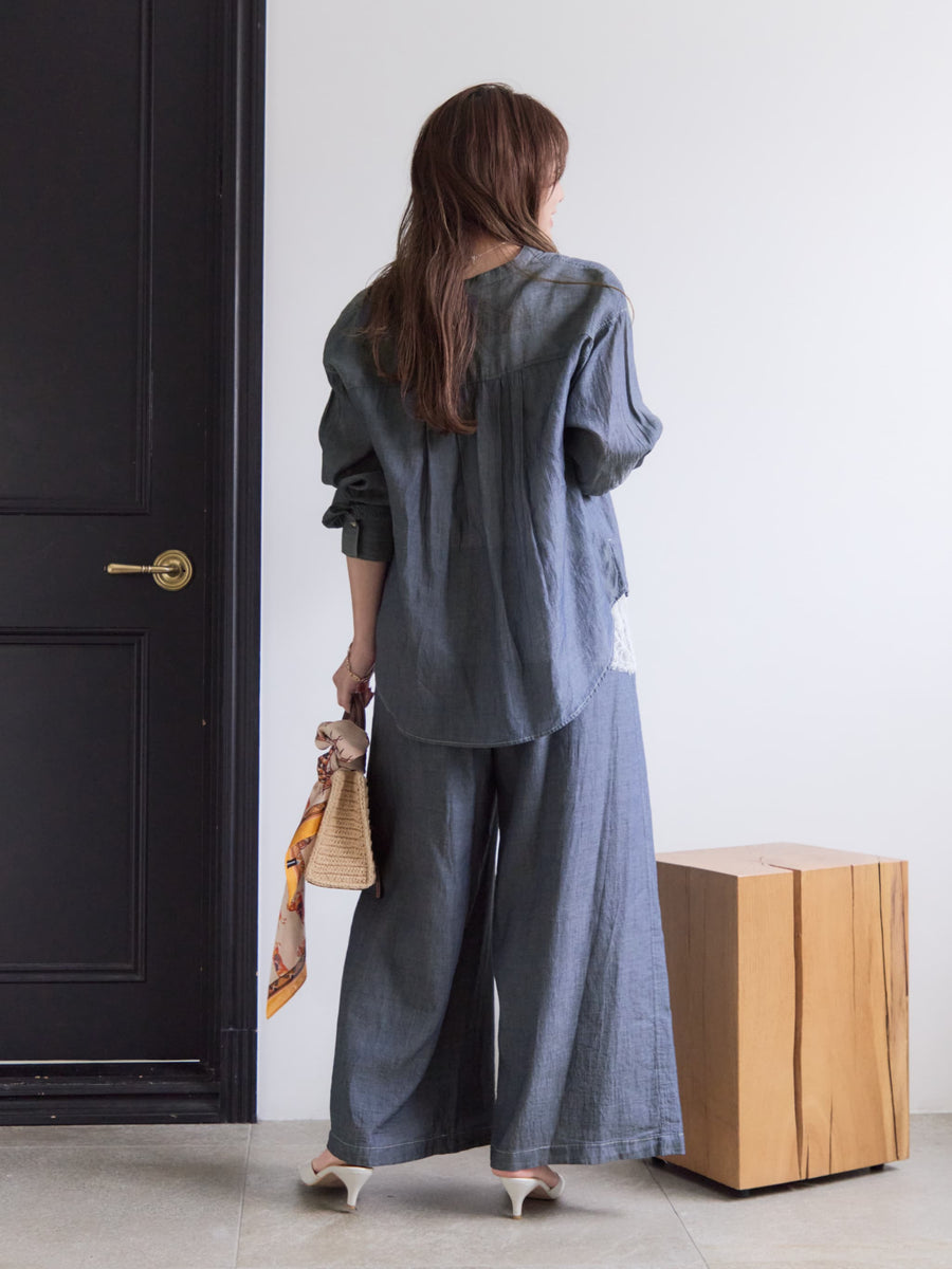 シアーデニムワイドパンツ-short & regular　[通常]