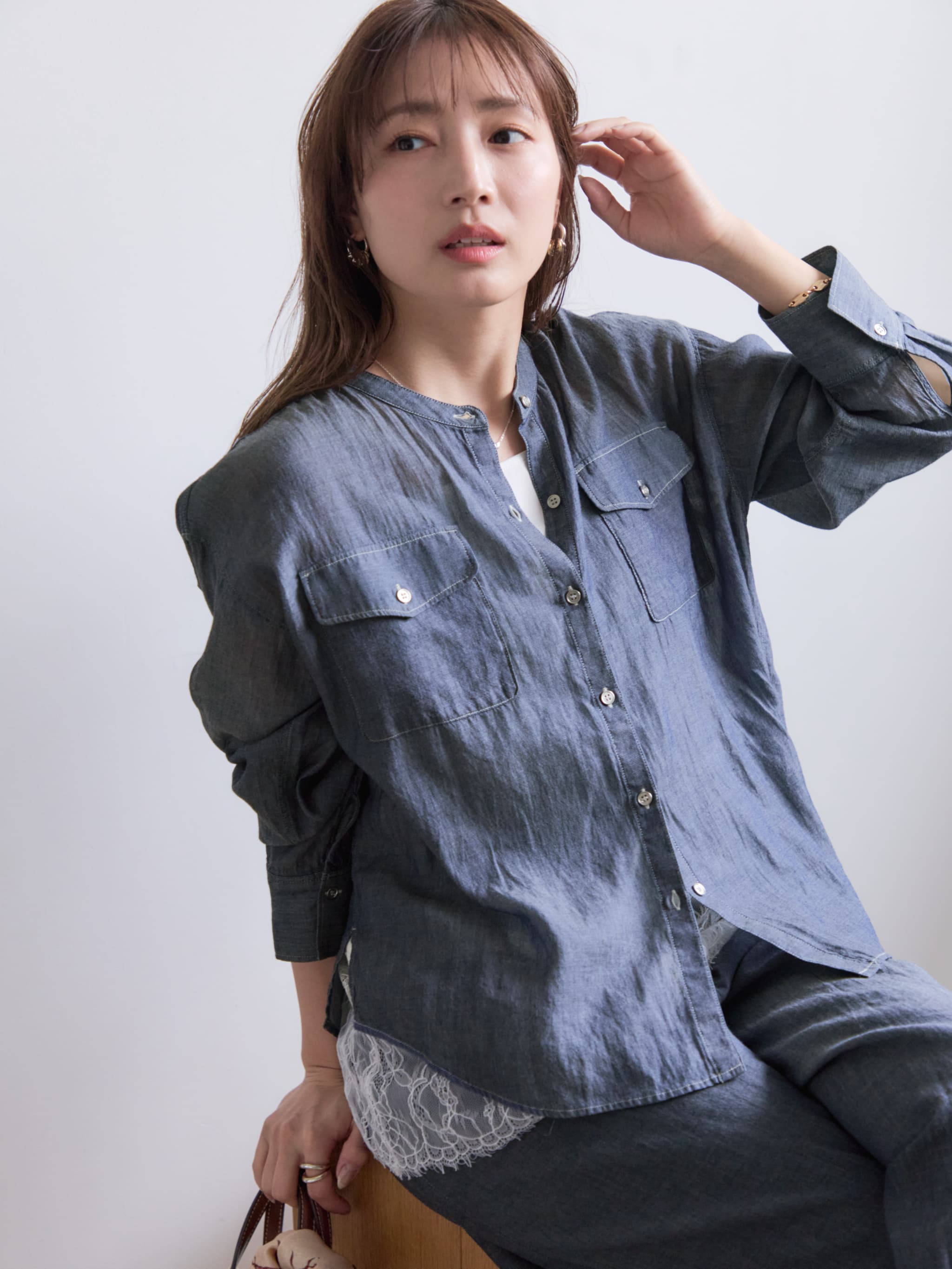COHINA シアーデニムシャツ　インディゴ シアーデニムシャツ | 小柄・低身長女性向けファッション通販