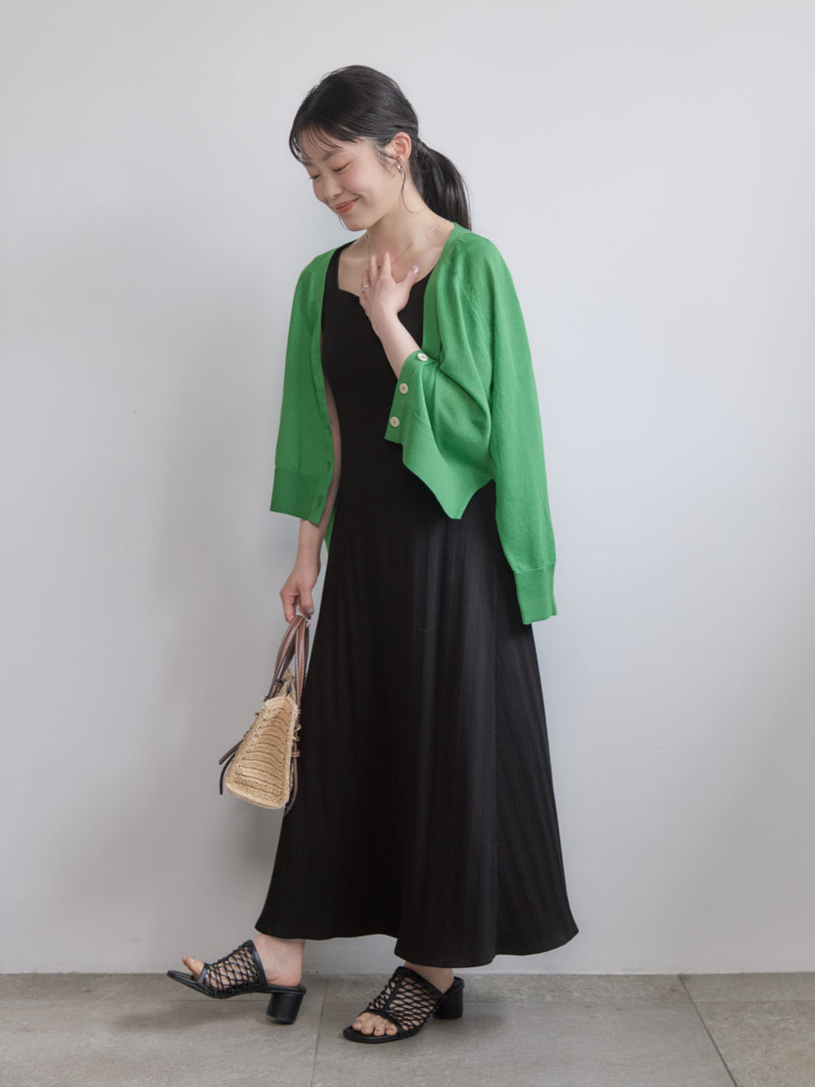 カップ付きスクエアネックワンピース-short & regular　[通常]