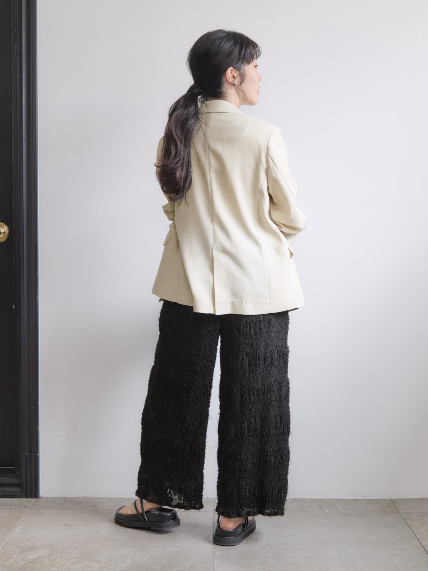 シアージャカードプリーツパンツ-short & regular　[通常]