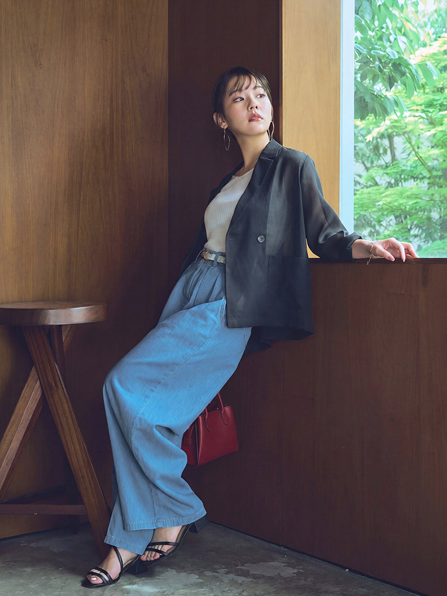【防シワ】リネンライクシアージャケット　[通常]