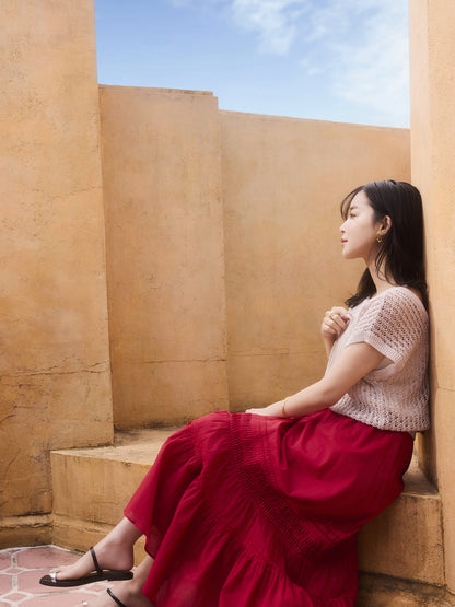 2wayコードヤーンミックス透かしニット　[通常]