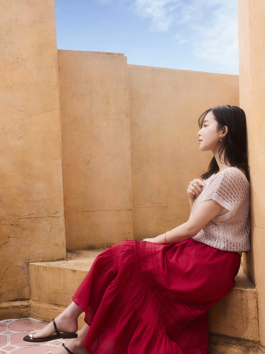 2wayコードヤーンミックス透かしニット　[通常]