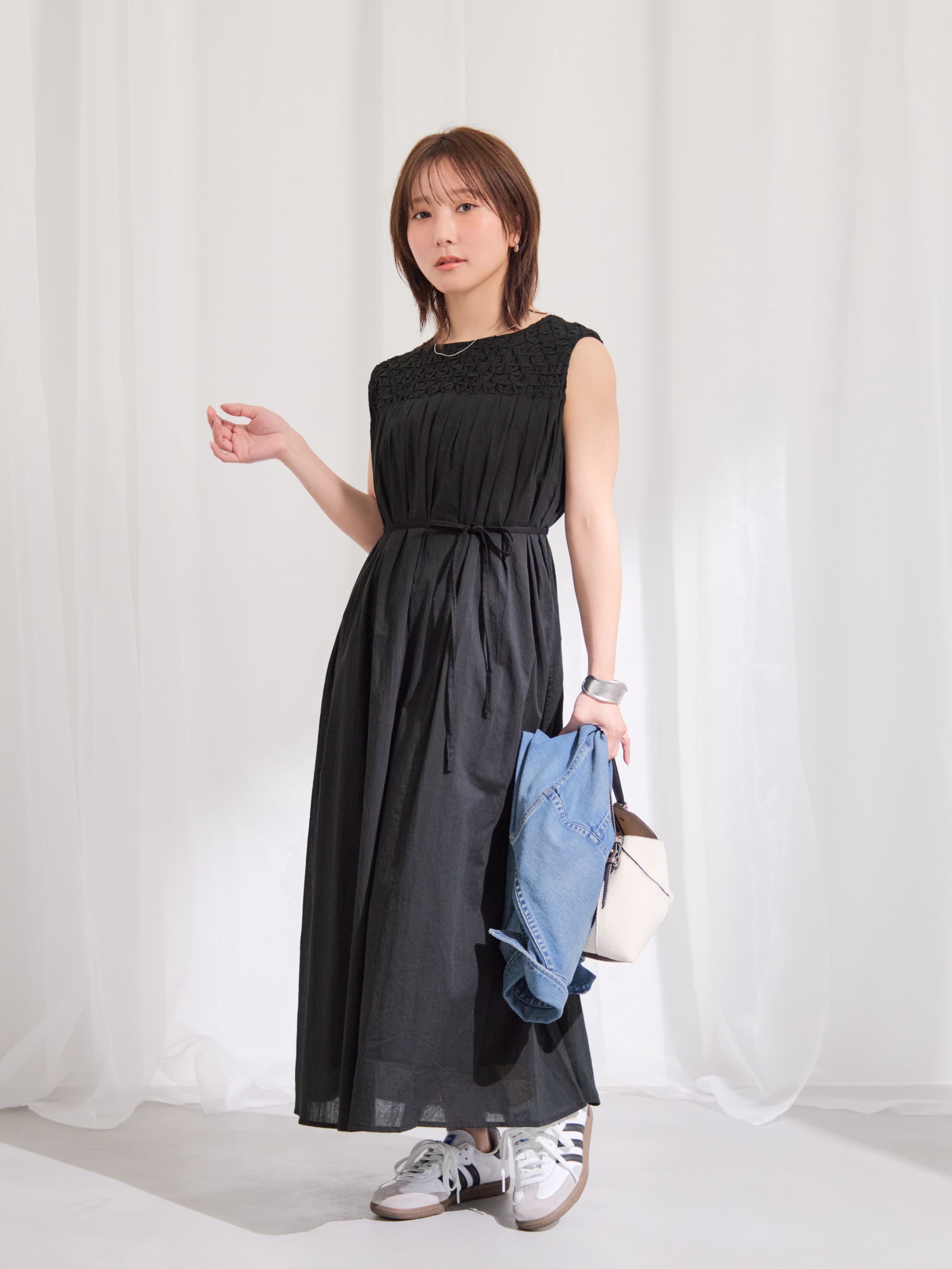 Made in India】スモッキングデザインワンピース-short & regular