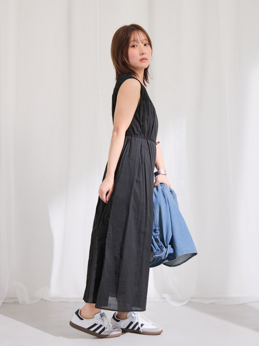 【手洗い可】【Made in India】スモッキングデザインワンピース-short & regular　[通常]