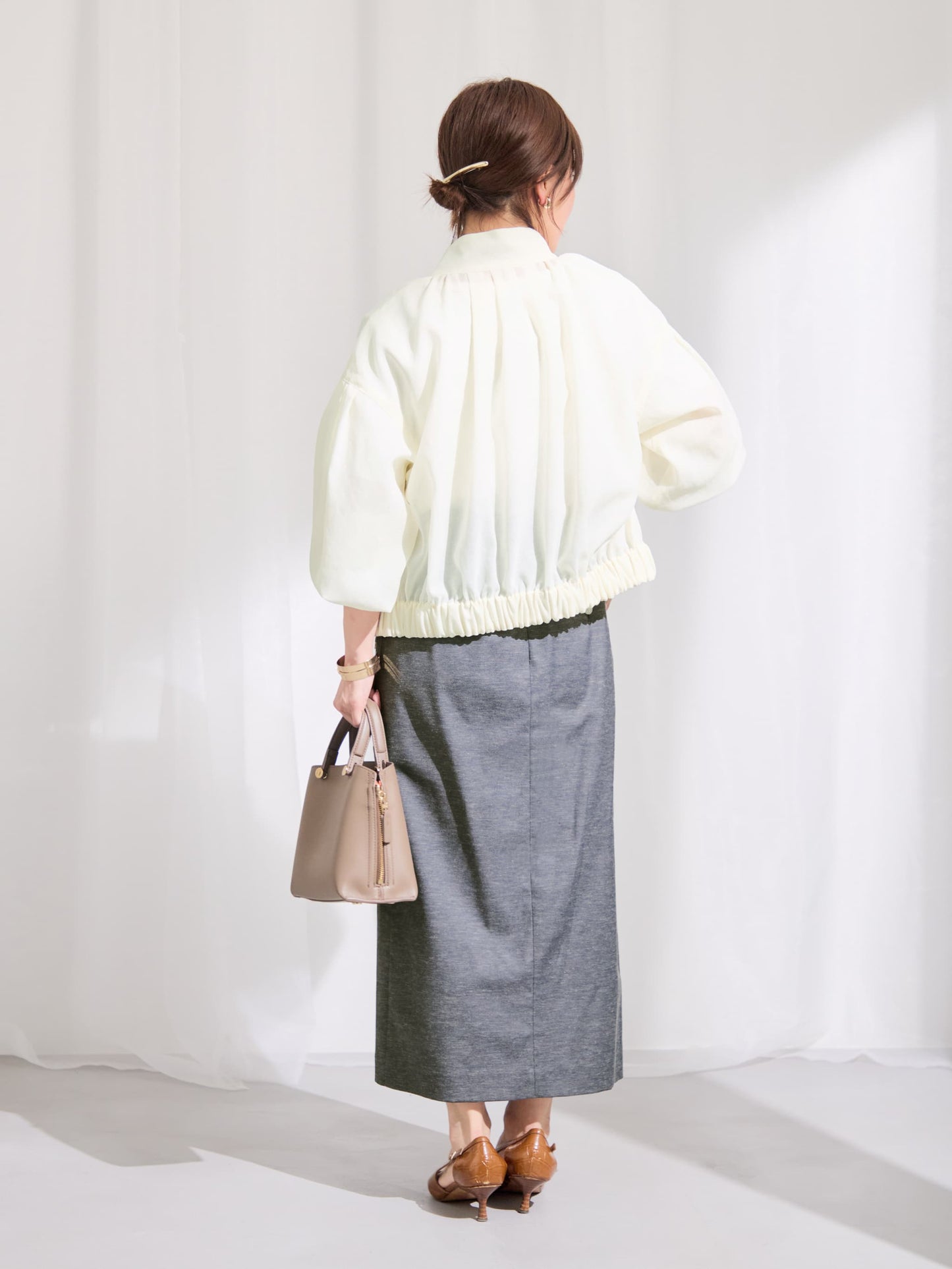 シアーギャザージップブルゾン　[通常]