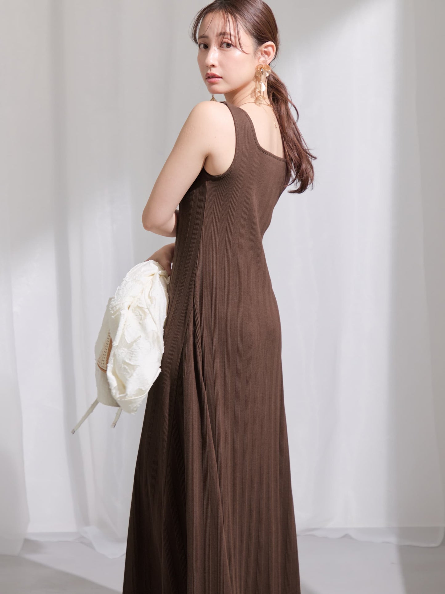 カップ付きスクエアネックワンピース-short & regular　[通常]