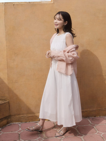 【手洗い可】【Made in India】スモッキングデザインワンピース-short & regular　[通常]