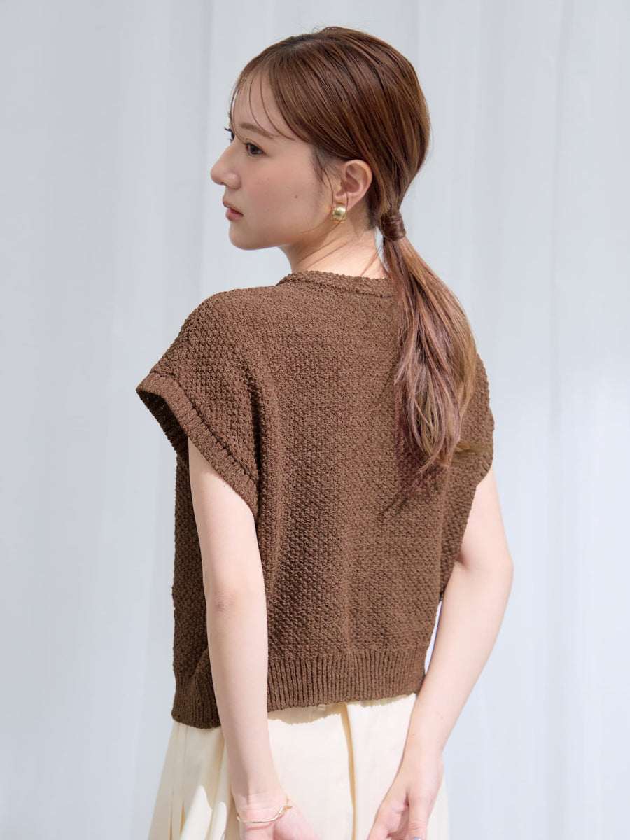 コードヤーンミックスニットベスト　[通常]