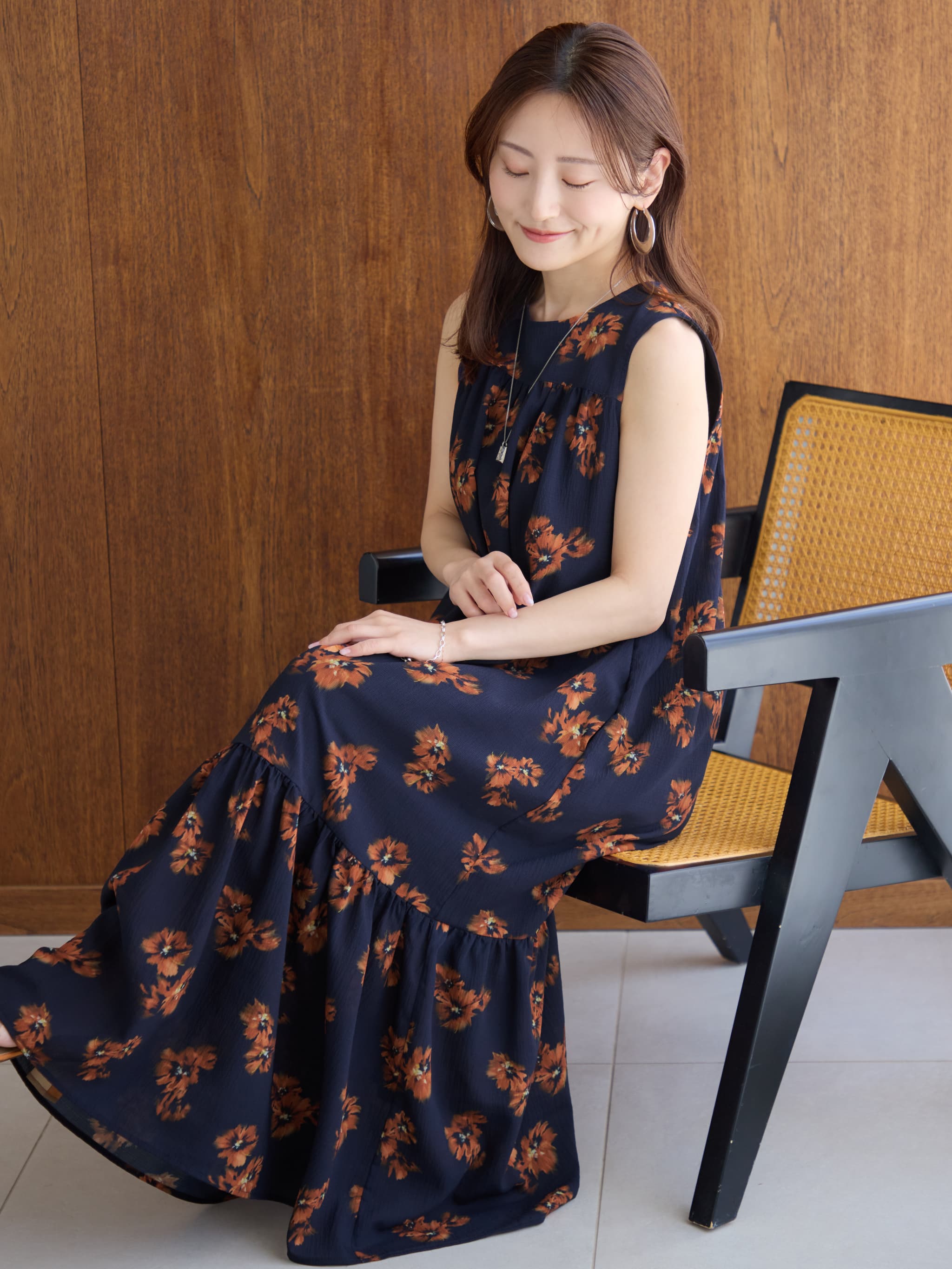 ブラッシュフラワーティアードワンピース | 小柄・低身長女性向け