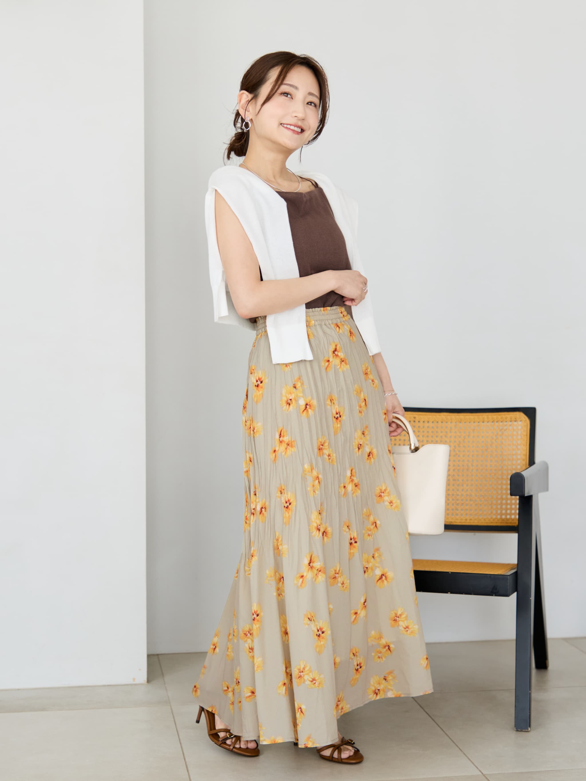 ブラッシュフラワー消しプリーツスカート | 小柄・低身長女性向け