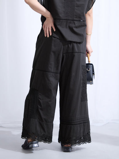 【Made in India】パッチワークエンブロイダリーパンツ-short & regular　[通常]