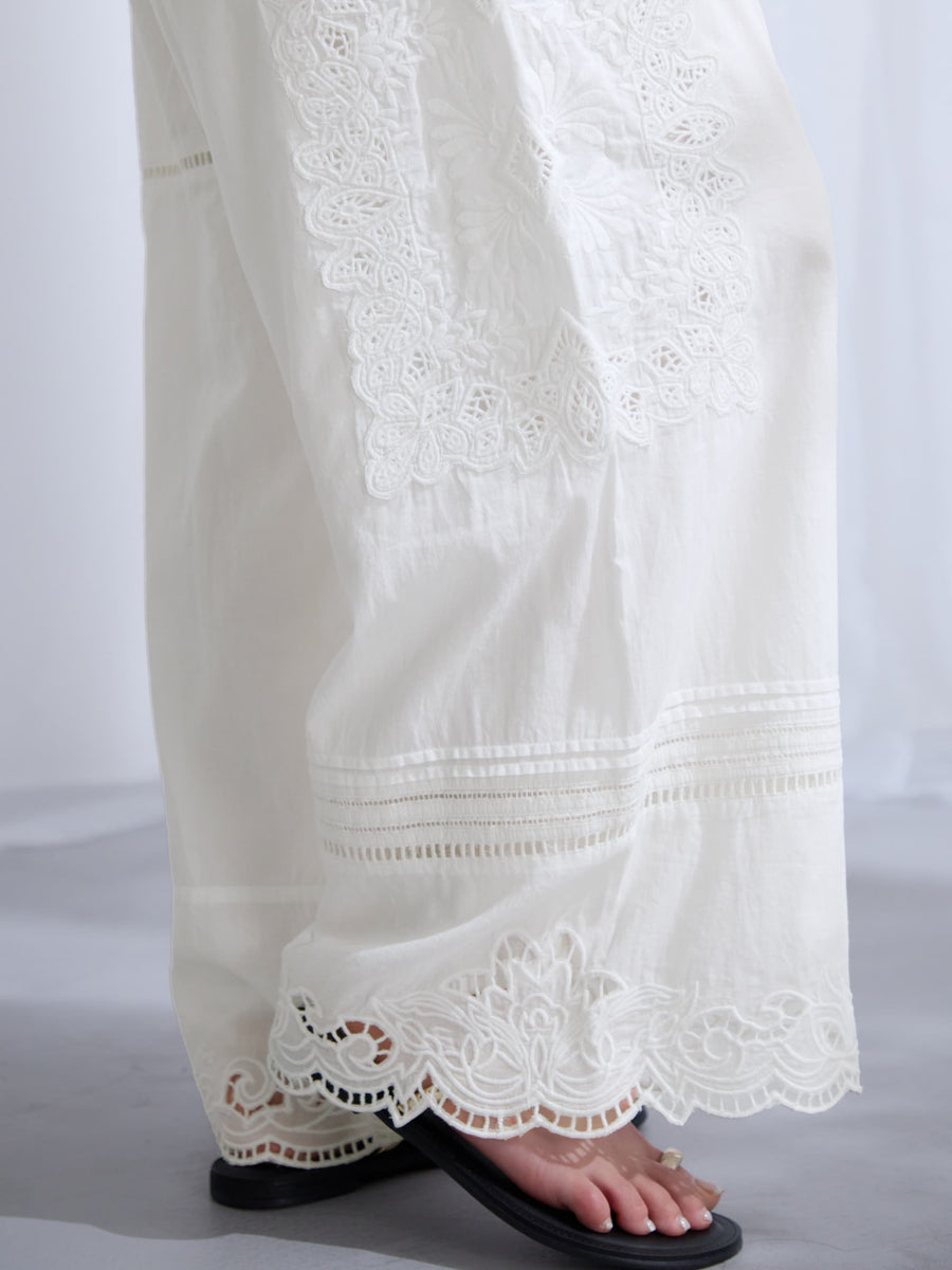 【Made in India】パッチワークエンブロイダリーパンツ-short & regular　[通常]