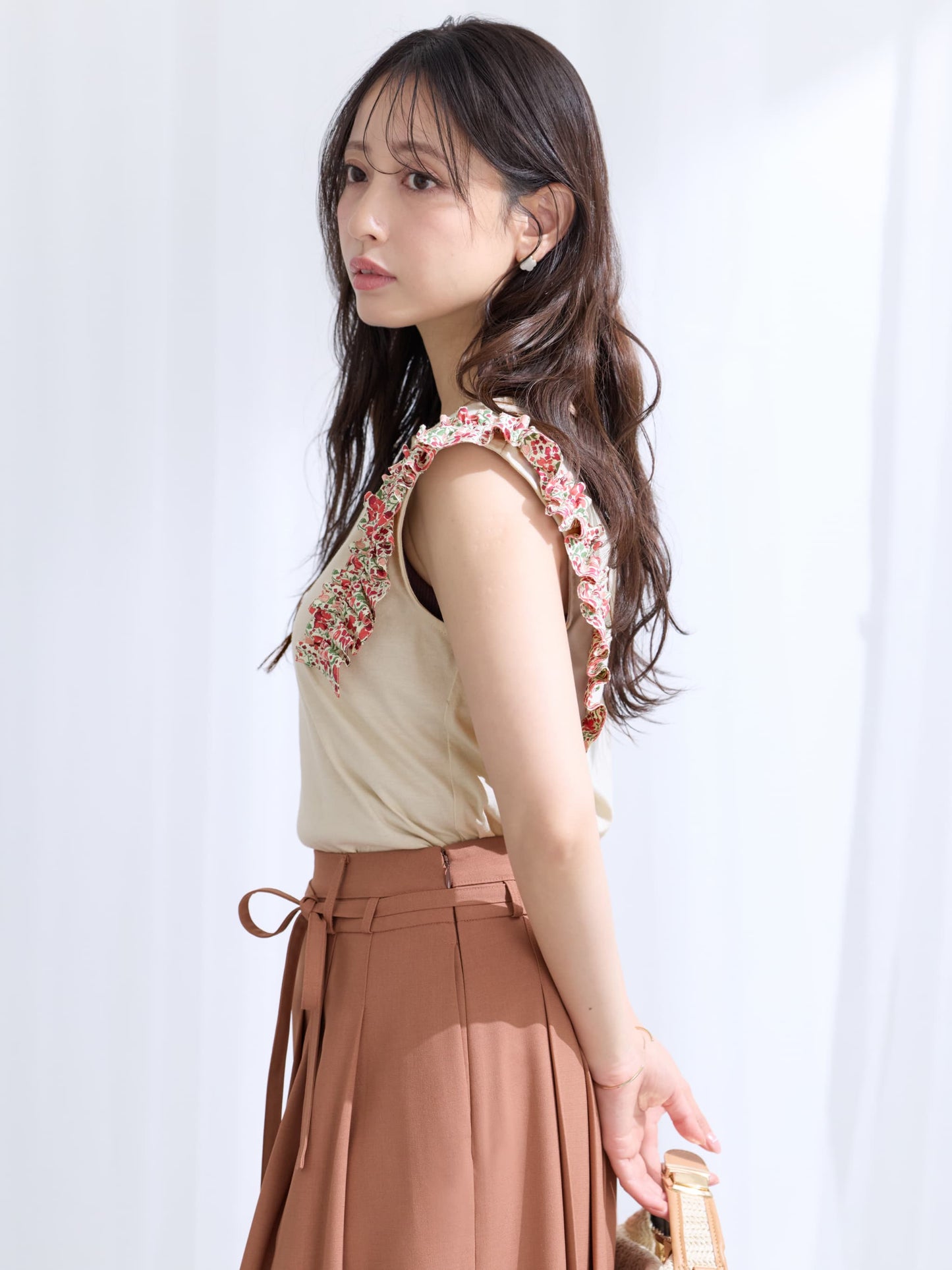 【COHINA MADE WITH LIBERTY FABRIC】フリルスリーブカットソー　[通常]