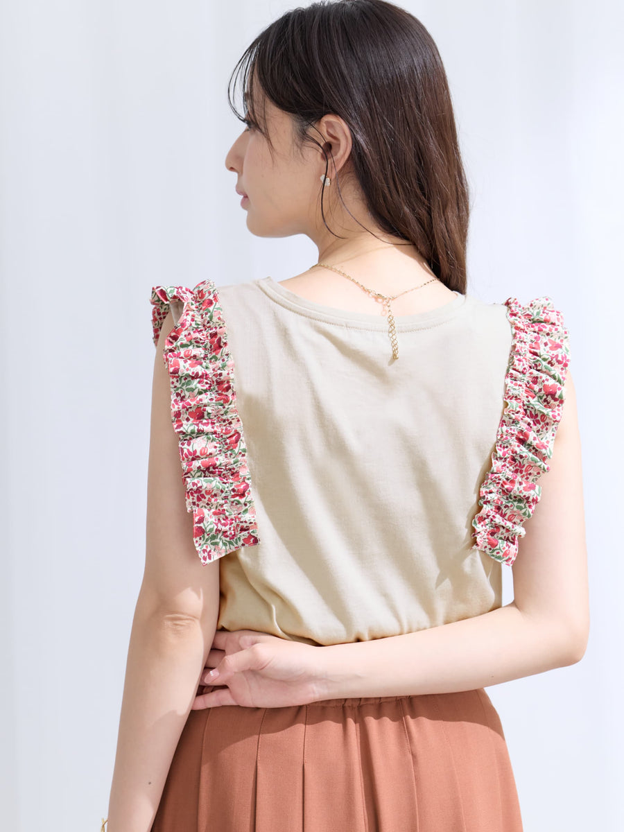 【COHINA MADE WITH LIBERTY FABRIC】フリルスリーブカットソー　[通常]