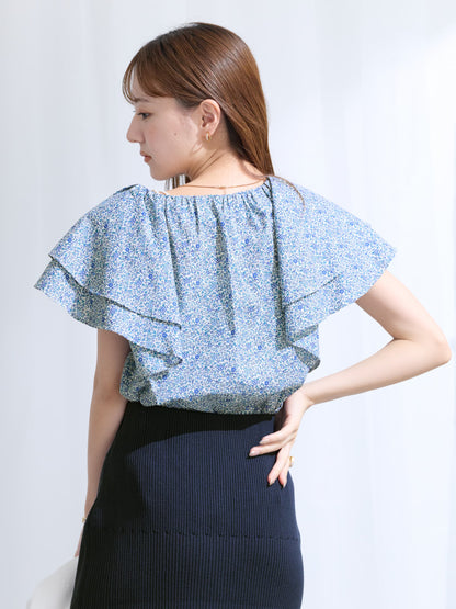 【COHINA MADE WITH LIBERTY FABRIC】ラッフルスリーブブラウス　[通常]