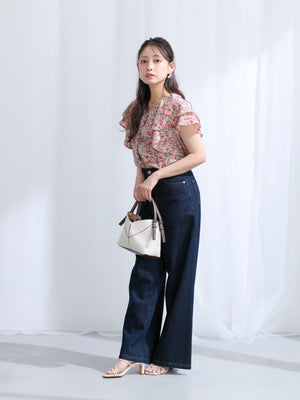 【COHINA MADE WITH LIBERTY FABRIC】ラッフルスリーブブラウス　[通常]