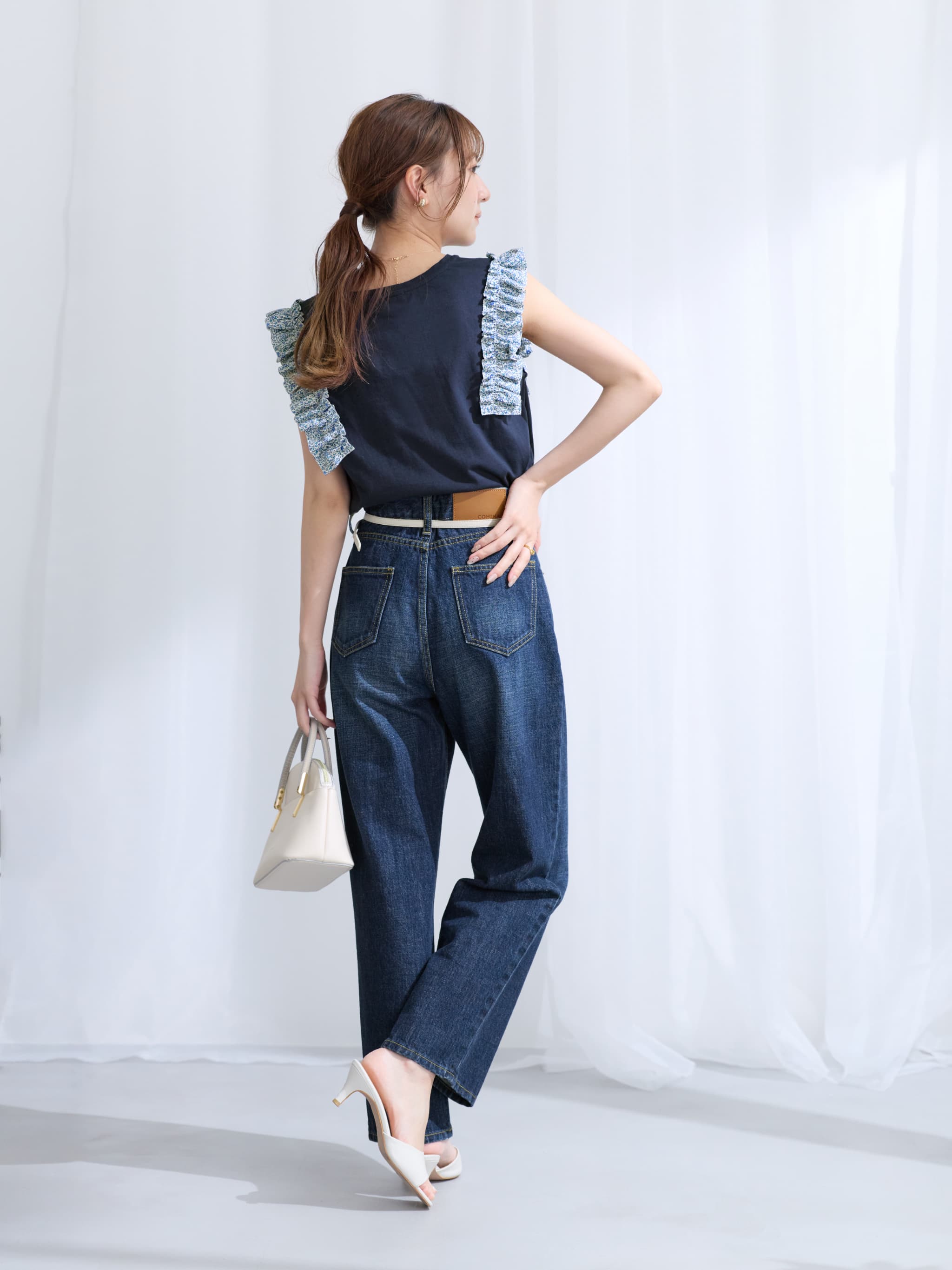 新品 COHINA×KAIHARA ミドルライズストレートデニム Short S KAIHARA】ミドルライズストレートデニム-short & regular | 小柄・低