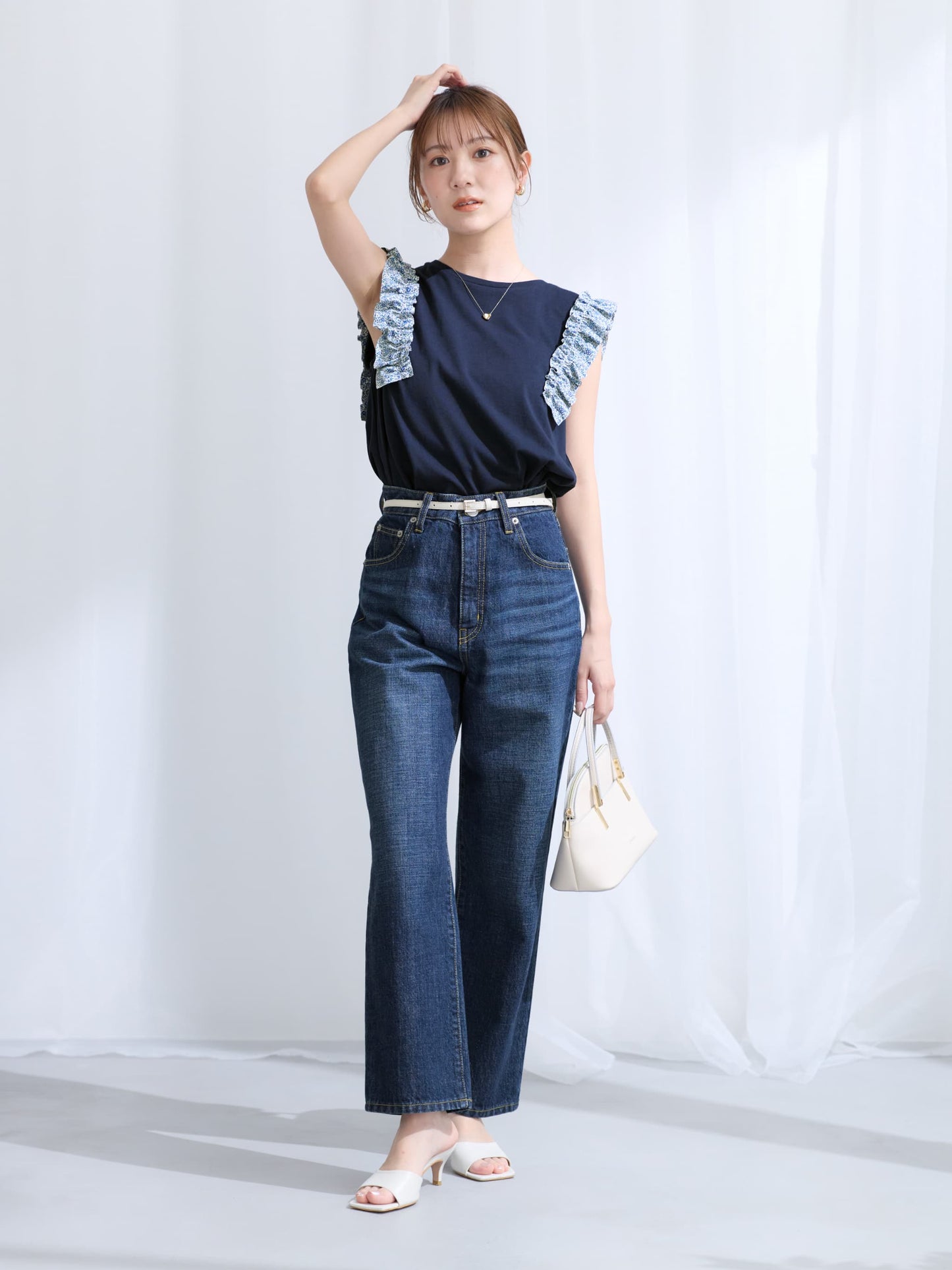 【COHINA MADE WITH LIBERTY FABRIC】フリルスリーブカットソー　[通常]