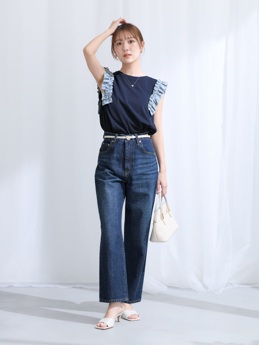 【COHINA MADE WITH LIBERTY FABRIC】フリルスリーブカットソー　[通常]