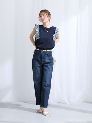 【COHINA MADE WITH LIBERTY FABRIC】フリルスリーブカットソー　[通常]