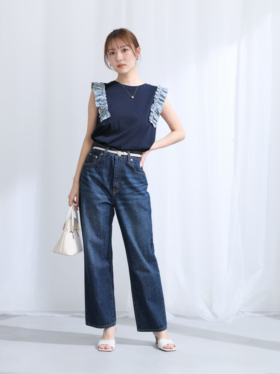 【COHINA MADE WITH LIBERTY FABRIC】フリルスリーブカットソー　[通常]
