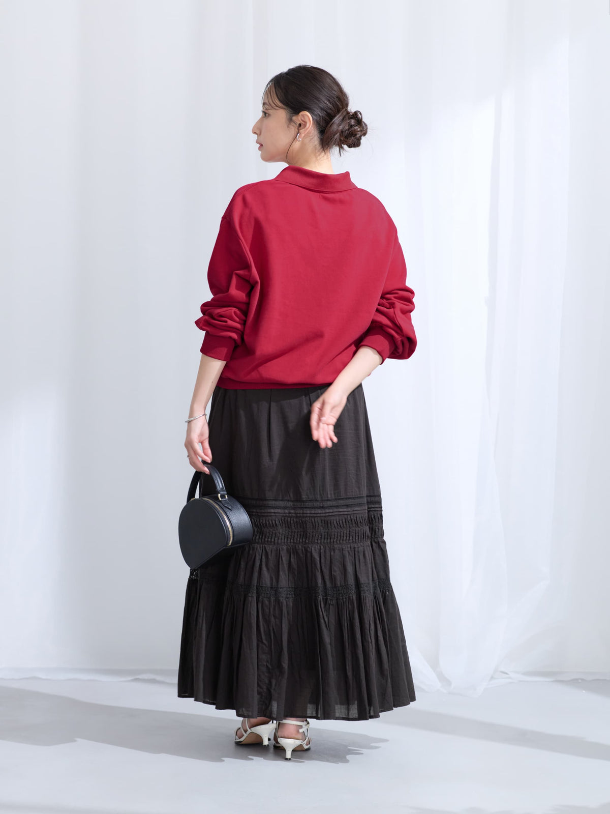 【手洗い可】【Made in India】ピンタックティアードスカート-short & regular　[通常]