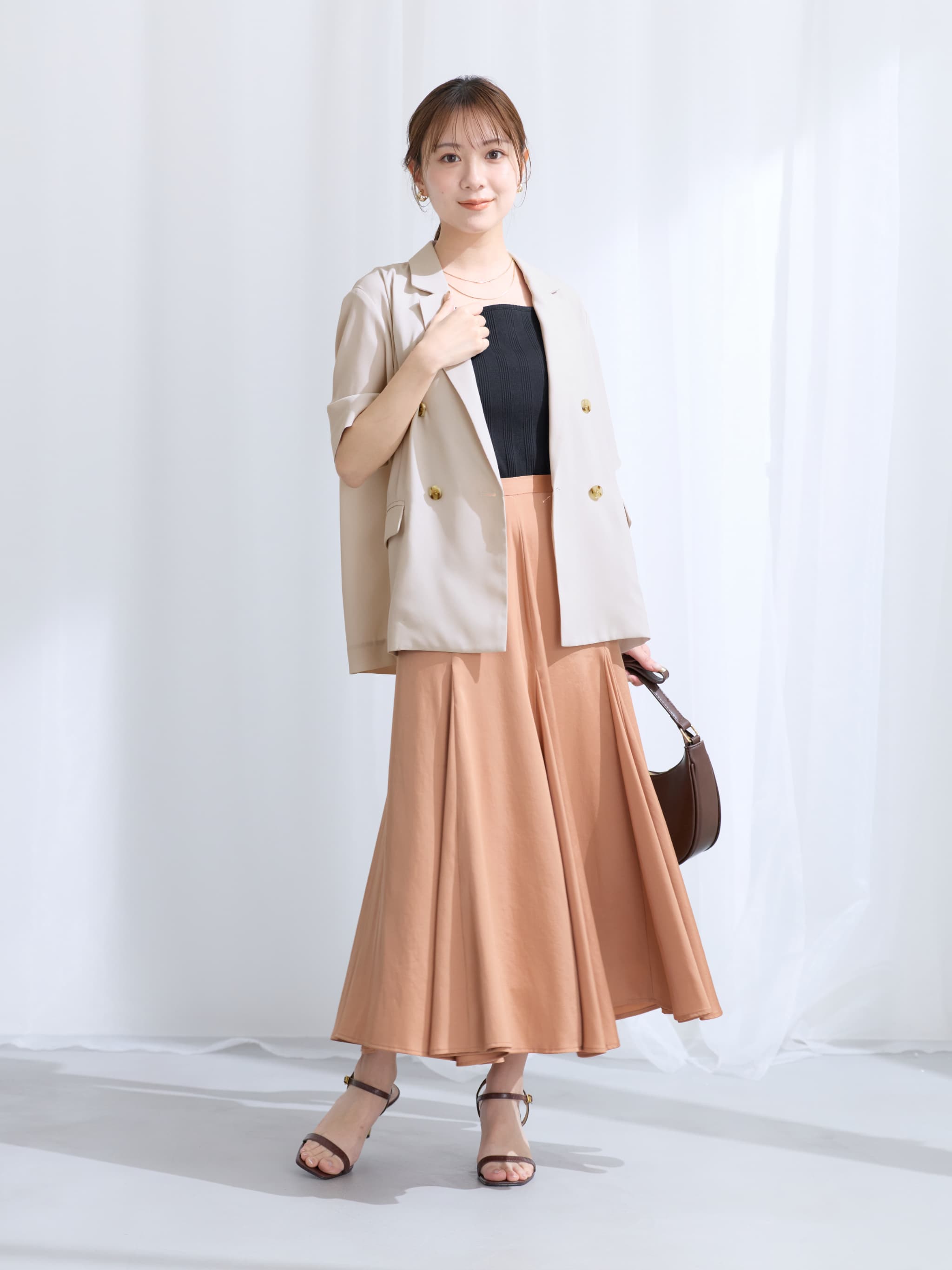 グロッシーボリュームフレアスカート | 小柄・低身長女性向け