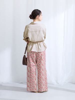 【COHINA MADE WITH LIBERTY FABRIC】リボンベルトイージーパンツ-short & regular　[通常]