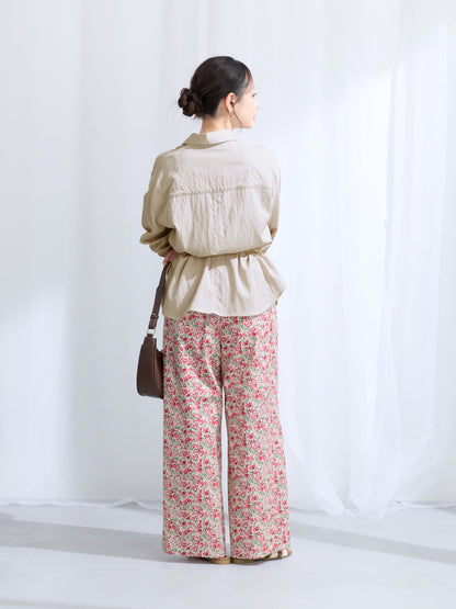 【COHINA MADE WITH LIBERTY FABRIC】リボンベルトイージーパンツ-short & regular　[通常]