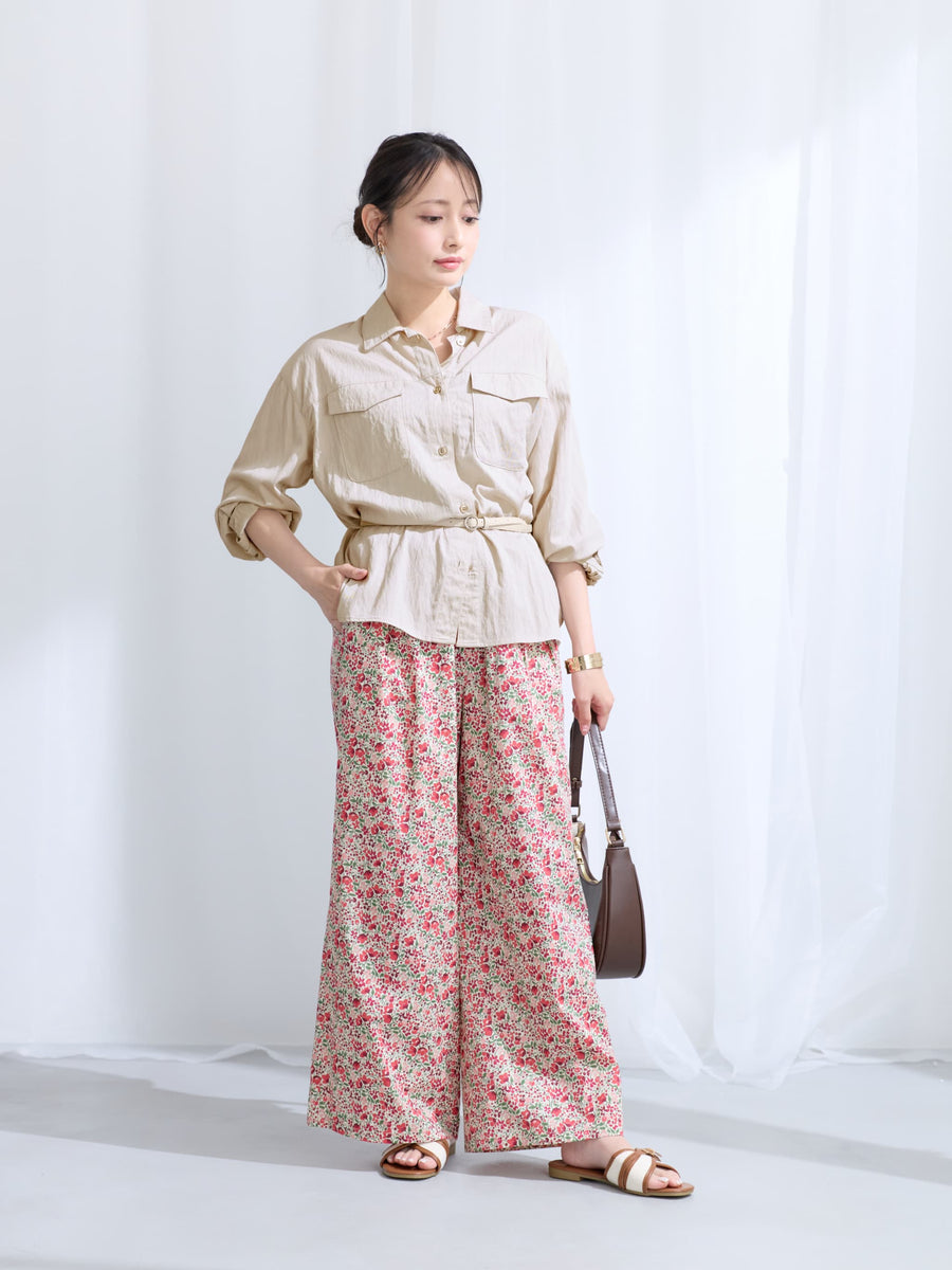 【COHINA MADE WITH LIBERTY FABRIC】リボンベルトイージーパンツ-short & regular　[通常]
