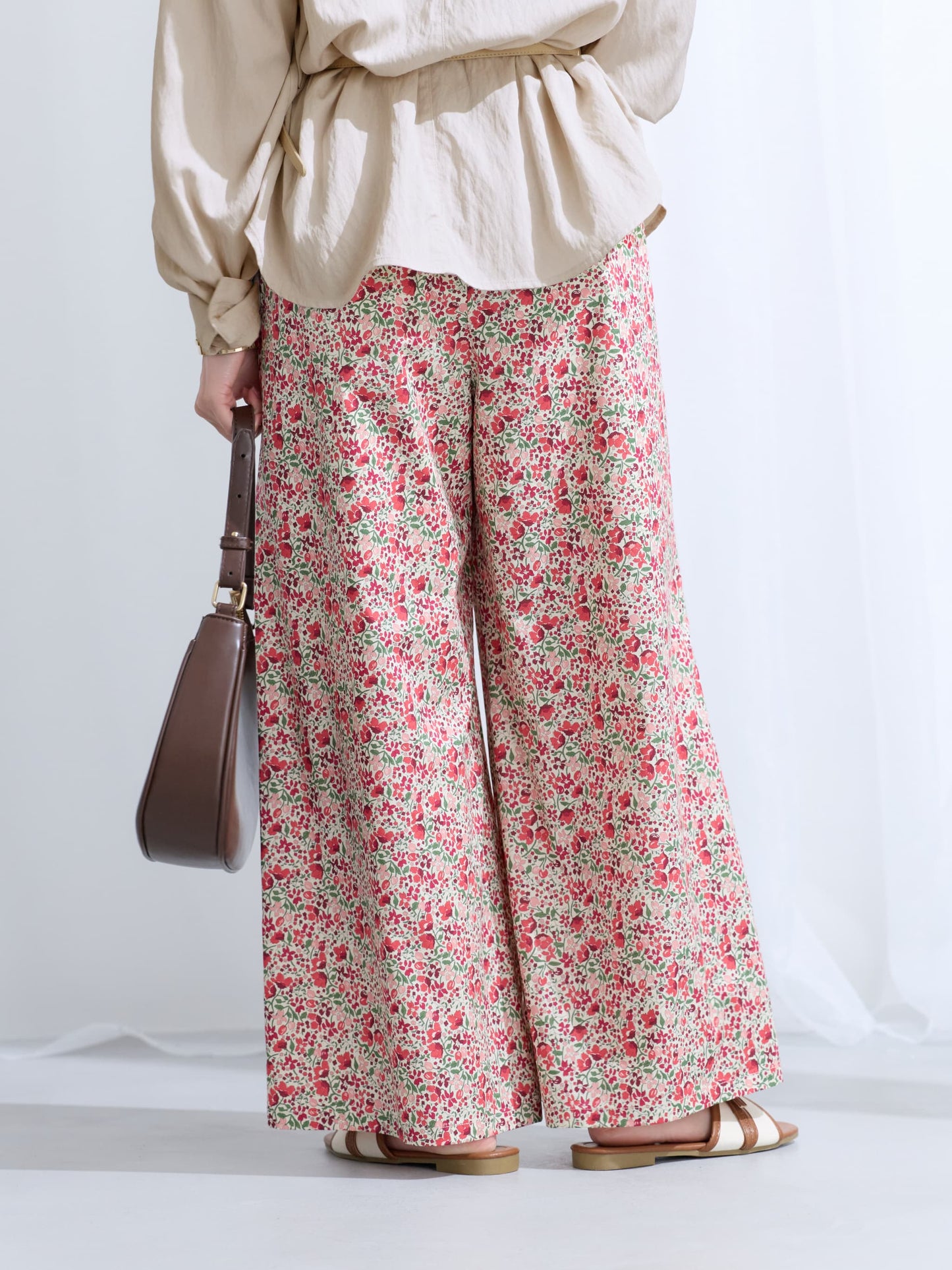 【COHINA MADE WITH LIBERTY FABRIC】リボンベルトイージーパンツ-short & regular　[通常]