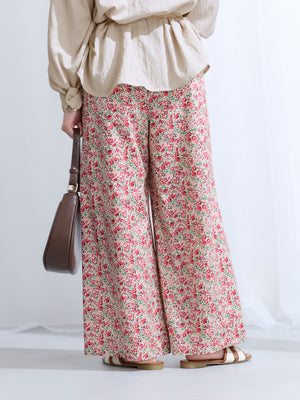 【COHINA MADE WITH LIBERTY FABRIC】リボンベルトイージーパンツ-short & regular　[通常]