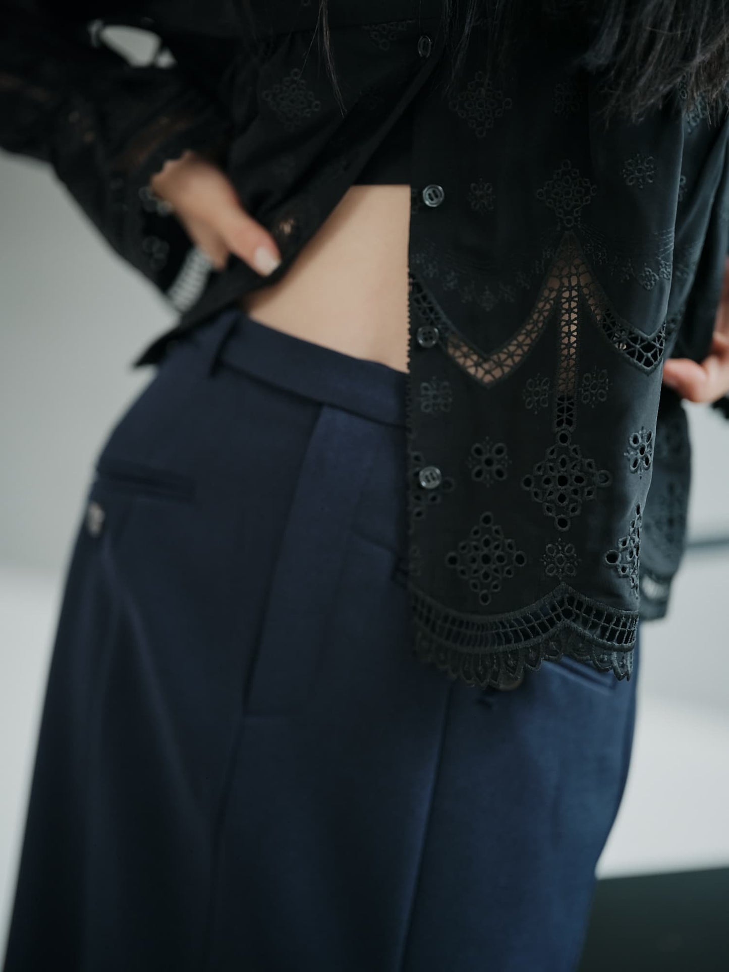 エンブロイダリーリボンスリーブブラウス　[通常]