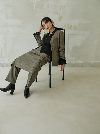 ベルト付きノーカラージャケット　[通常]