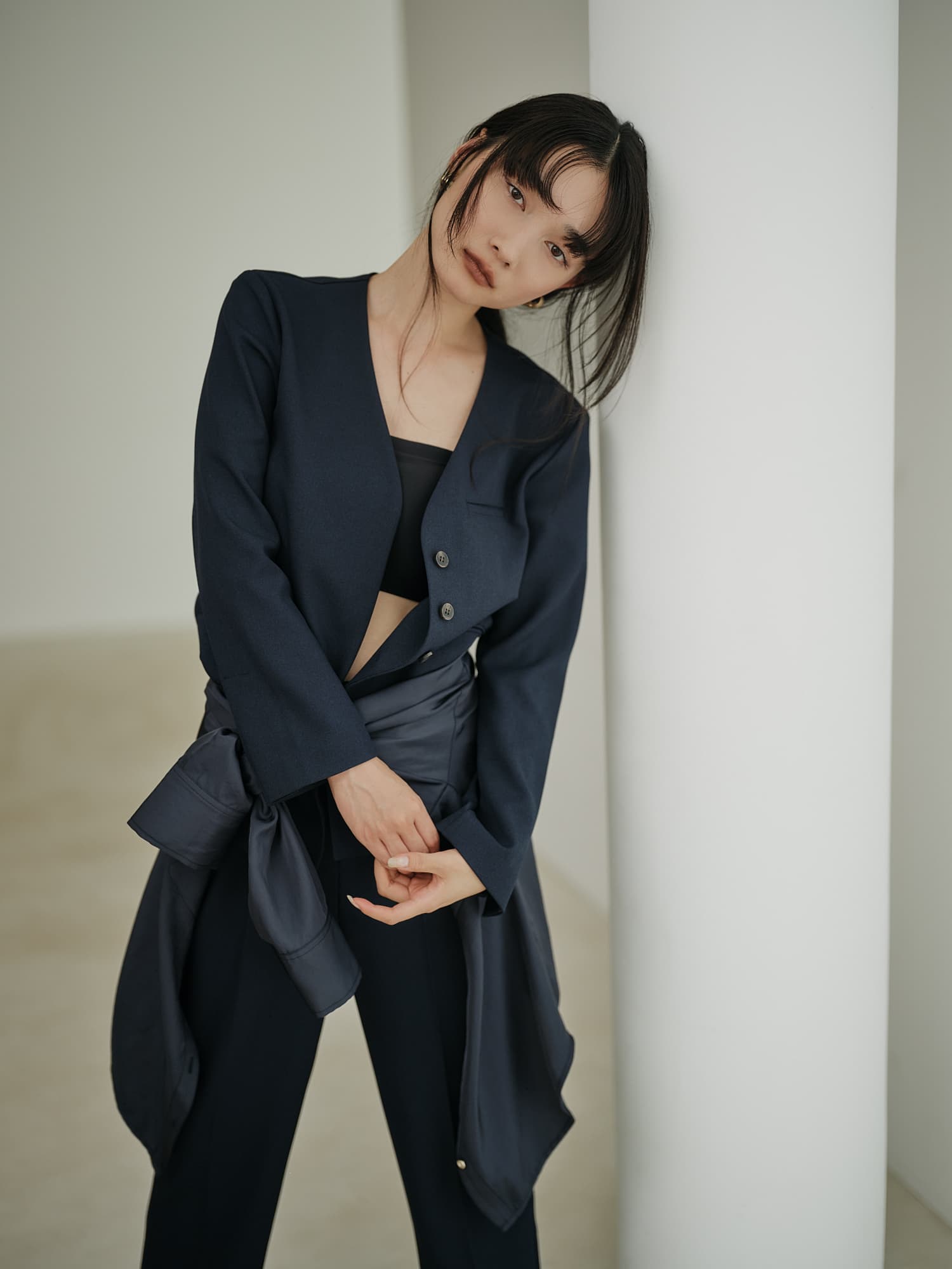 COS ノーカラージャケット ベルト付き 34 COS ノーカラージャケット ベルト付き 34